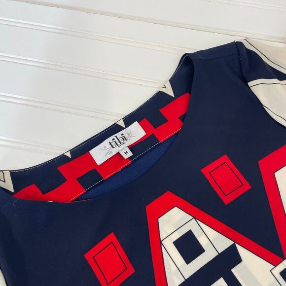 Tibi Multicolor Aztec Long Sleeve Mini Shift Dress Size M - Picture 6 of 7